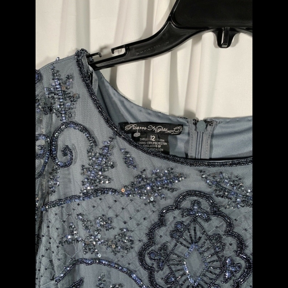 NEW Pisarro Nights Embellished Mesh Gown in‎ Steel [SZ 12 ] - Picture 5 of 11